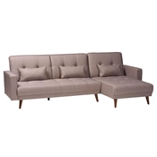 Baxton Studio Claire Contemporary Clay Fabric Upholstered Convertible Sleeper Sofa
